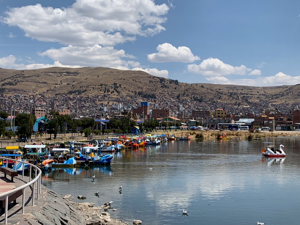 Pedal boats on Lake Titicaca