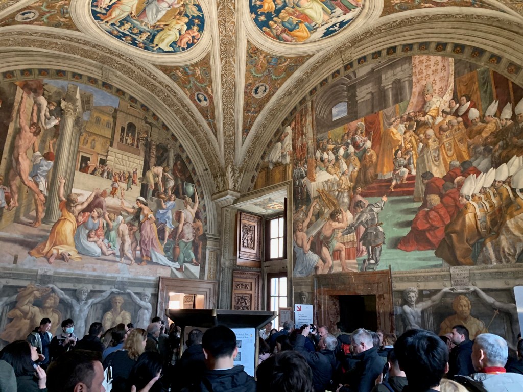 View of the Raphael Rooms with tourists