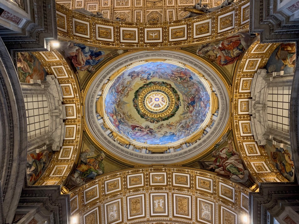 Looking up at part of the ceiling in St. Peter's Basilica