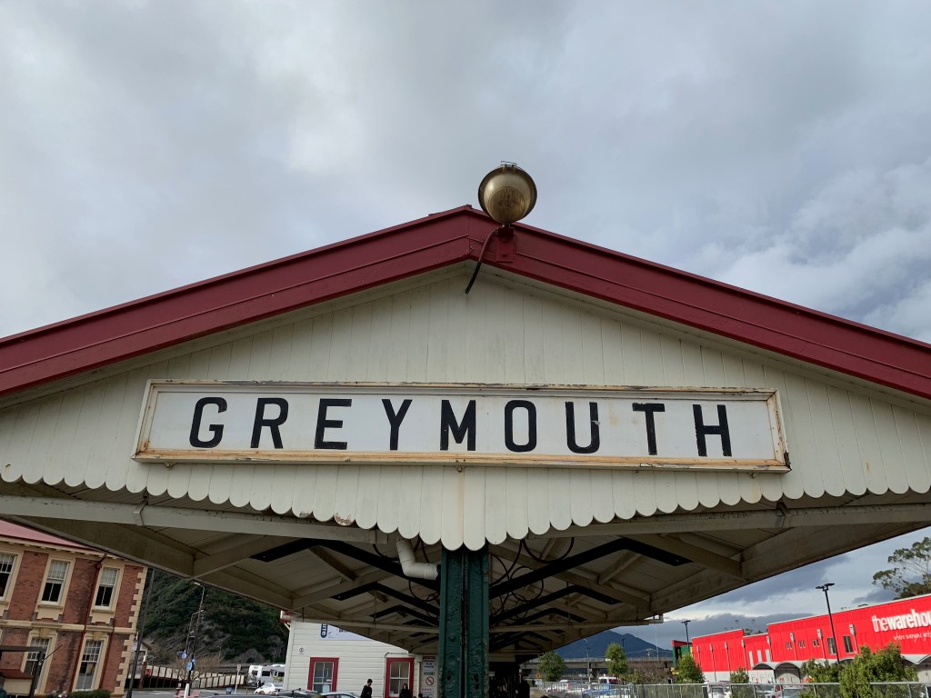 Sign at the Greymouth train station